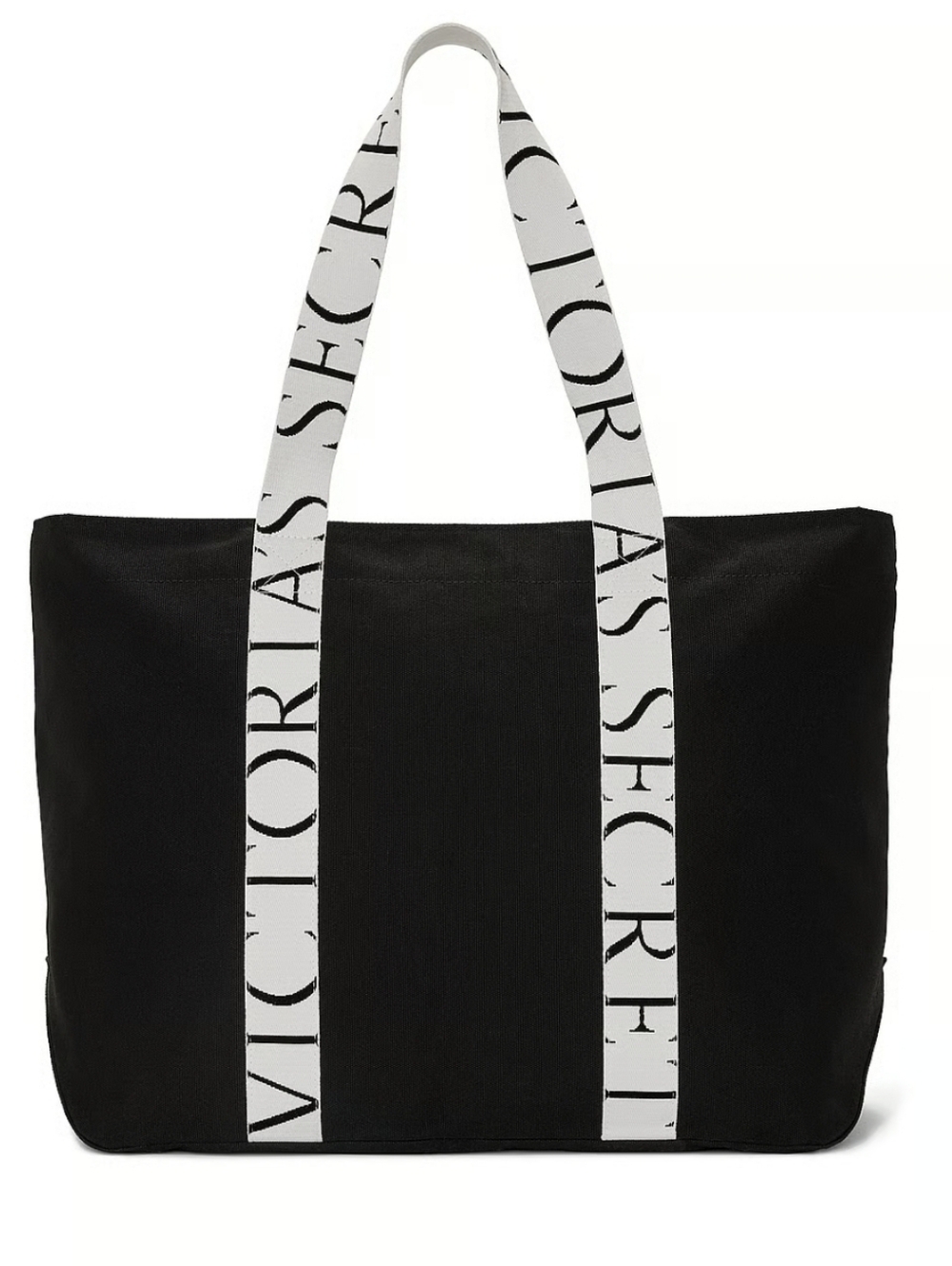Victoria's Secret Black Tote with Branded White Straps